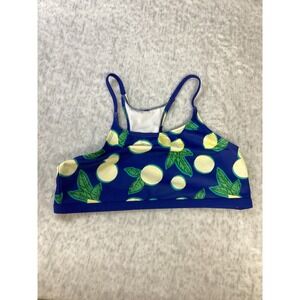 DSG Girls XL Blue Lemon Citrus Print High Neck Racerback Bikini Swim Top‎ nwot